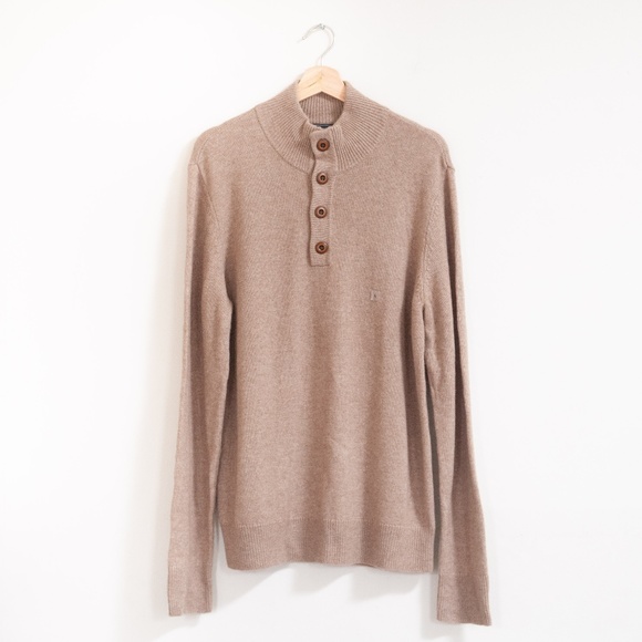 Express Men's Mock Neck Button Wool Blend Sweater - Picture 2 of 8